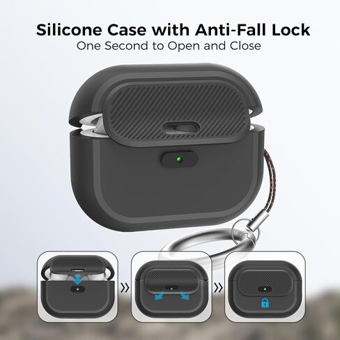 Airpods Pro 2 Case - [مع قفل] تصميم قطعة واحدة من Airpods Pro (2nd/1st Gen) ، غطاء حماية كامل للسيليكون ناعم مع قفل مفتوح/إغلاق سهل للنساء/الرجال (أسود) in Kuwait