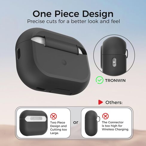 Airpods Pro 2 Case - [مع قفل] تصميم قطعة واحدة من Airpods Pro (2nd/1st Gen) ، غطاء حماية كامل للسيليكون ناعم مع قفل مفتوح/إغلاق سهل للنساء/الرجال (أسود) in Kuwait