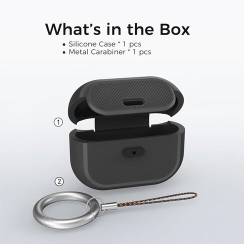 Airpods Pro 2 Case - [مع قفل] تصميم قطعة واحدة من Airpods Pro (2nd/1st Gen) ، غطاء حماية كامل للسيليكون ناعم مع قفل مفتوح/إغلاق سهل للنساء/الرجال (أسود) in Kuwait