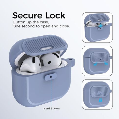 Airpods Pro 2 Case - [مع قفل] تصميم قطعة واحدة من Airpods Pro (2nd/1st Gen) ، غطاء حماية كامل للسيليكون ناعم مع قفل مفتوح/إغلاق سهل للنساء/الرجال (أسود) in Kuwait