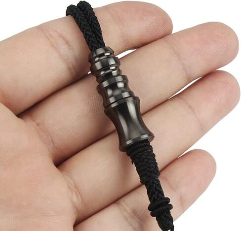 Black Titanium Alloy DIY Paracord Beads,EDC Screw Thread Geometry Cylindrical Handmade Beads,Outdoor Tool Clothes Zipper Accessories (Black B) in Saudi Arabia