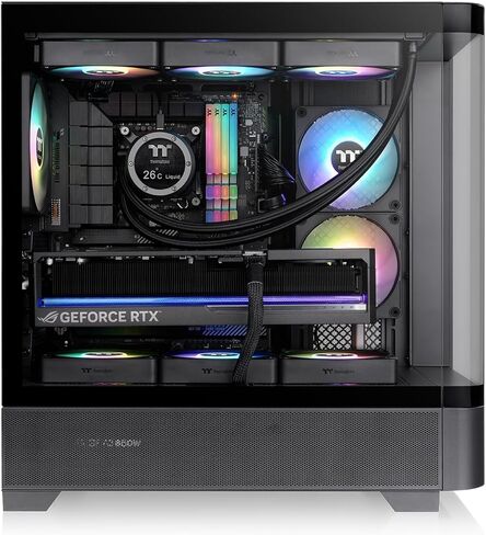 Thermaltake View 290 ؛ برج منتصف 3x120mm المشجعين argb lite. 360mm دعم الرادياتير ؛ 450mm التخليص GPU. دعم الموصل المخفي ؛ فتحات PCIe القابلة للدوار ؛ 200 مم التخليص PSU ؛ أسود ؛ CA-11G-00M1WN-00 in Kuwait