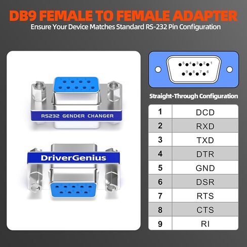 LinkStable DriverGenius RD232M2M DB9 Serial RS232 COM مغير الجنس لمهايئ الكابل التسلسلي USB إلى RS232 (ذكر/ذكر) in Saudi Arabia