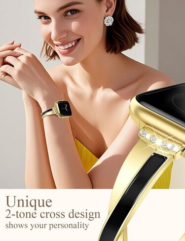 الذهب النحيف الفرقة للنساء المتوافقة مع Apple Watch 38/40/41/42/44/45/46/46/49 مم مصمم سوار أنثى أنثى أنثى سوار قابل للتعديل لسلسلة IWatch 10/9/8/7/6/5/4/3/2/1/SE/SE/ULTRA in Kuwait