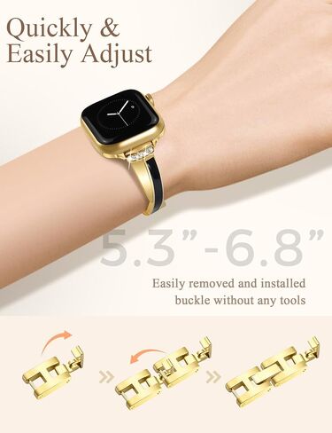 الذهب النحيف الفرقة للنساء المتوافقة مع Apple Watch 38/40/41/42/44/45/46/46/49 مم مصمم سوار أنثى أنثى أنثى سوار قابل للتعديل لسلسلة IWatch 10/9/8/7/6/5/4/3/2/1/SE/SE/ULTRA in Kuwait