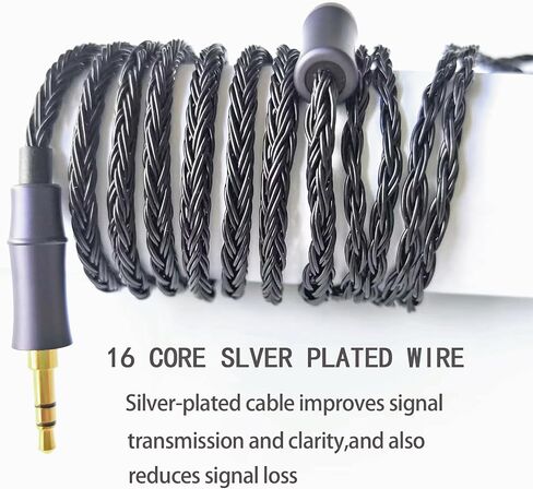 كابل ترقية IEM ، 16 من الحبال التي تم ترقية سماعة الأذن المطلية بالفضة ، QDC-C Pin 1.5m في كبل مراقبة الأذن لـ KZ ZS10 ZSN Pro AS16 CCA CRA C12 (راحة 2Pin 3.5mm 4.9ft) أسود) in Kuwait