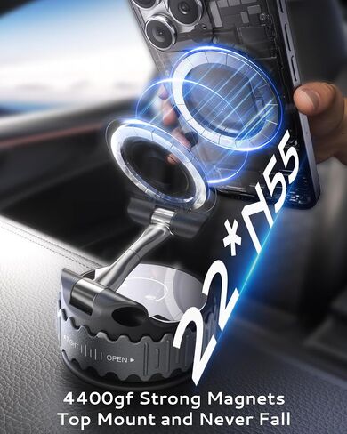 Car Phone Holder for Magsafe [78+LBS Hyper Suction & 4400gf Strongest Magnetic] 360°Adjustable Car Phone Mount Car Accessories Phone Holders for Your Car/ Gym/ Mirror for iPhone 16 Pro Max & Android in Saudi Arabia