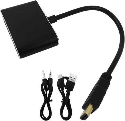 NEW 2 في 1 HDMI إلى محول VGA+HDMI لنظام التشغيل Windows لنظام التشغيل Mac لـ Linux ، محول 1080 بكسل مع منفذ الصوت من مصدر الكمبيوتر/الكمبيوتر المحمول إلى HDMI/VGA TV/Monitor ، يدعم شاشة مزدوجة in Kuwait