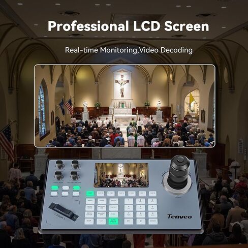 Tenveo 4K NDI PTZ Camera and Controller Bundle, AI Auto-Tracking HDMI/USB3.0/LAN/PoE 4K PTZ Camera(2PCS) and PTZ Controller PoE Joystick Controller Kit for Church Live Streaming Broadcast Events in Saudi Arabia