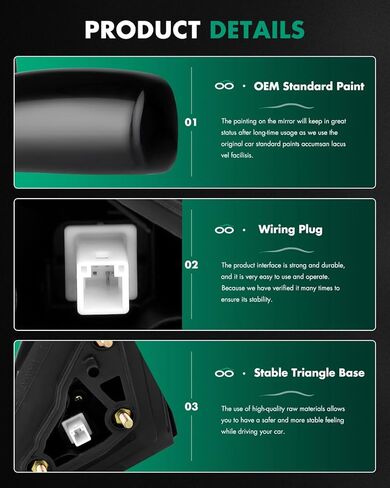 SCITOO Passenger Side Mirrors fit for 2007 2008 2009 2010 2011 for Toyota Camry with Power Controlling Non-telesccoping Non-Folding Features Exterior Accessories Mirrors in Kuwait