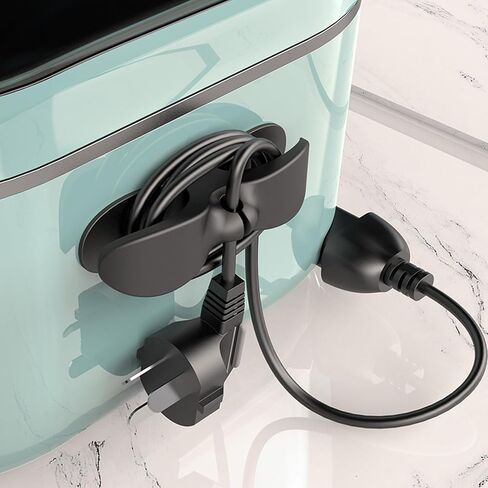 4 Pack Cord Organizer for Kitchen Appliances, Cord Holder stick on, Small Kitchen Cord keeper, Adhesive Cord Winder for Pressure Cooker, Mixer, Blender, Toaster, Air Fryer, Black in Saudi Arabia