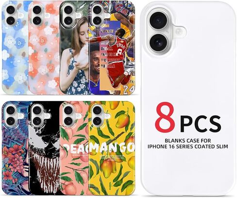 حالات الهاتف الثامنة 8 مقاطع لـ iPhone 16 E Pro Max Series فارغة DIY DIY قابلة للطباعة تغطية الفراغات تسامي قابلة للتسامي المغلفة (لامعة ، متوافقة مع iPhone 16) in Kuwait