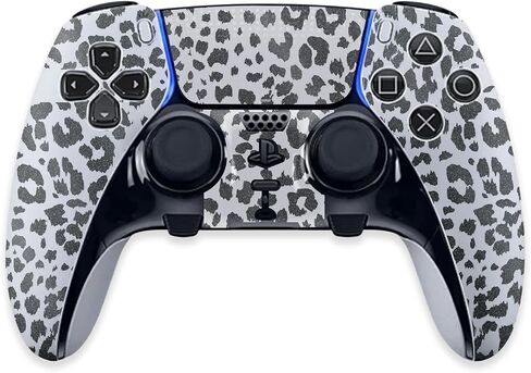 MightySkins Glossy Glitter Skin Compatible with PS5 DualSense Edge Controller - Snow Leopard Print | Protective, Durable High-Gloss Glitter Finish | Easy to Apply | Made in The USA in Saudi Arabia