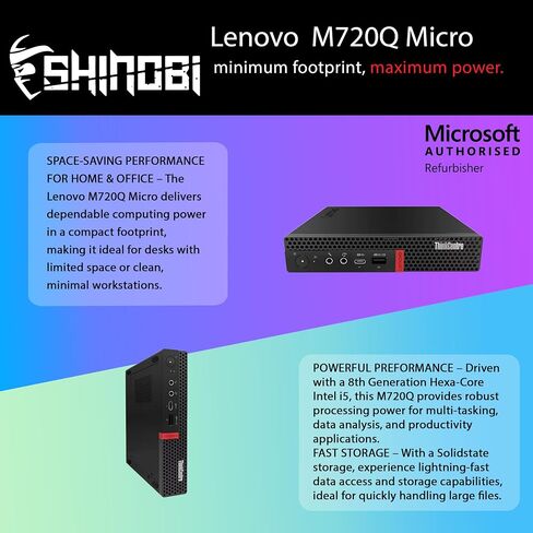 Lenovo ThinkCentre M720Q Micro PC | Intel Core i5-8500T | 16GB RAM | 512GB NVME | Wi-Fi+ BT | Windows 11 Pro | Mini Desktop Computer (Renewed) (16GB RAM + 512GB NVME) in Saudi Arabia