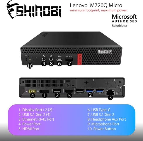 Lenovo ThinkCentre M720Q Micro PC | Intel Core i5-8500T | 16GB RAM | 512GB NVME | Wi-Fi+ BT | Windows 11 Pro | Mini Desktop Computer (Renewed) (16GB RAM + 512GB NVME) in Saudi Arabia