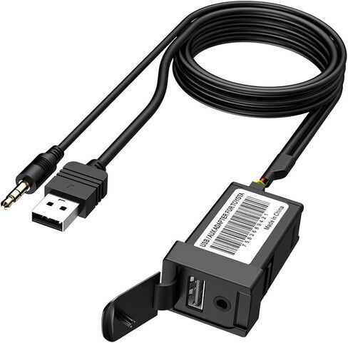 USB AUX Flush Mount - Car Dashboard Panel Jack Extension Cable Compatible with Toyota, 3.5mm & USB AUX Extension Mount Socket(Size: 1.29 X 0.86 X 2 inches) in Kuwait