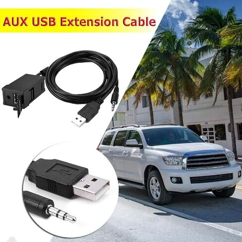 USB AUX Flush Mount - Car Dashboard Panel Jack Extension Cable Compatible with Toyota, 3.5mm & USB AUX Extension Mount Socket(Size: 1.29 X 0.86 X 2 inches) in Kuwait