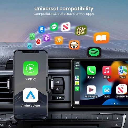 محول CarPlay اللاسلكي ، 2025 محول CarPlay اللاسلكي لـ iPhone ، ترقية ستيريو السيارة من Wired إلى بدون سلك ، وتوصيل ولعب ، لـ iOS10 أو أعلى (أسود) in Kuwait