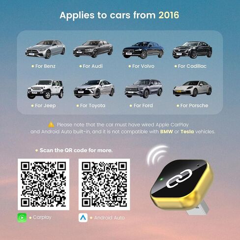 محول CarPlay اللاسلكي ، 2025 محول CarPlay اللاسلكي لـ iPhone ، ترقية ستيريو السيارة من Wired إلى بدون سلك ، وتوصيل ولعب ، لـ iOS10 أو أعلى (أسود) in Kuwait