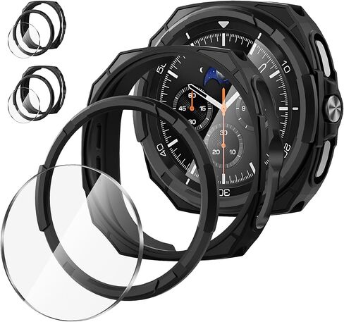 Suoman 2+2 Pack for Samsung Galaxy Watch 8 Classic 46mm Case, [3-in-1][Anti-Peeping] Tempered Glass Privacy Screen Protector, All-Around Protective TPU Bumper Bezel Cover ﻿ in Saudi Arabia