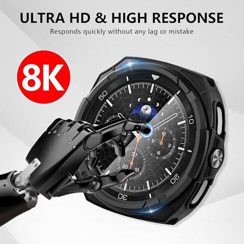 Suoman 2+2 Pack for Samsung Galaxy Watch 8 Classic 46mm Case, [3-in-1][Anti-Peeping] Tempered Glass Privacy Screen Protector, All-Around Protective TPU Bumper Bezel Cover ﻿ in Saudi Arabia