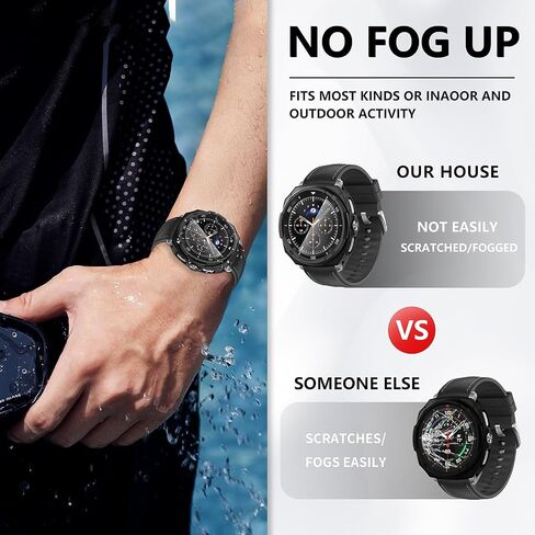 Suoman 2+2 Pack for Samsung Galaxy Watch 8 Classic 46mm Case, [3-in-1][Anti-Peeping] Tempered Glass Privacy Screen Protector, All-Around Protective TPU Bumper Bezel Cover ﻿ in Saudi Arabia
