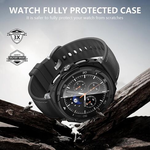 Suoman 2+2 Pack for Samsung Galaxy Watch 8 Classic 46mm Case, [3-in-1][Anti-Peeping] Tempered Glass Privacy Screen Protector, All-Around Protective TPU Bumper Bezel Cover ﻿ in Saudi Arabia