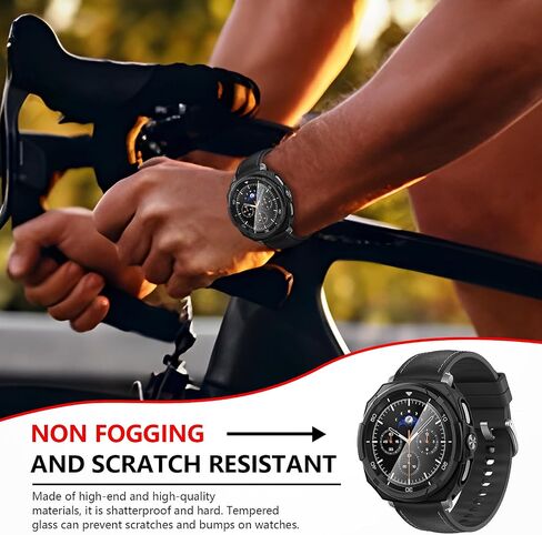 Suoman 2+2 Pack for Samsung Galaxy Watch 8 Classic 46mm Case, [3-in-1][Anti-Peeping] Tempered Glass Privacy Screen Protector, All-Around Protective TPU Bumper Bezel Cover ﻿ in Saudi Arabia