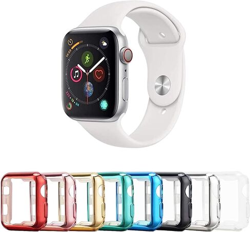 8 حزمة 44 مم مراقبة مع غطاء محامي شاشة TPU Clear HD Clear TPU Clear متمثل مع Apple Watch Series 4/5/6/SE (Clear+Black+Gold+Rose Gold+Red+Green+Silver) in Kuwait