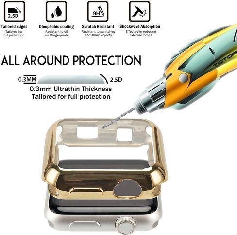 8 حزمة 44 مم مراقبة مع غطاء محامي شاشة TPU Clear HD Clear TPU Clear متمثل مع Apple Watch Series 4/5/6/SE (Clear+Black+Gold+Rose Gold+Red+Green+Silver) in Kuwait