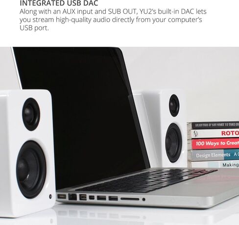 مكبرات صوت مكتب Kanto Yu2 - 3 "سائق مركب ، مكبر صوت قبة حريري 3/4" ، مدني في USB DAC - Gloss Black (متجدد) in Saudi Arabia