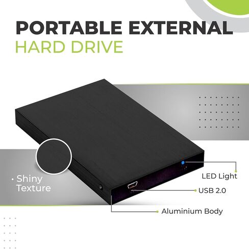 500GB Portable External Hard Drive - Ultra Slim USB 2.0 2.5inch HDD for Laptop, PC, Mac, Chromebook - External Storage Backup Drive - Compact Portable Hard Drive - Black in Saudi Arabia