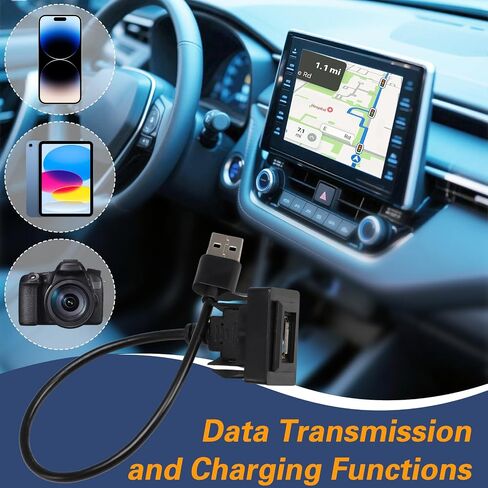 34mm × 23mm Male to Female USB Cable Adapter, Car Charger Flush Mount USB Port, Panel Extension Cable Adapter Compatible with Toyota Corolla Highlander Camry Vios RAV4 in Saudi Arabia