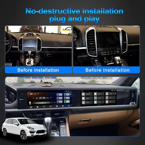 12.3 "شاشة مزدوجة شاشة Android Car Stereo لـ Porsche Cayenne 2011-2017 وحدة تنقل GPS Plavigation Head Player Multimedia Screen Multimedia (8-256 جيجا بايت) in Kuwait