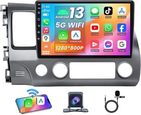 4 Core+64g Rom Car Radio Stereo for Honda Civic 2006 2007-2011: Android Car Radio مع 10.1 inch 1280x800 HD Touch Screen in Kuwait