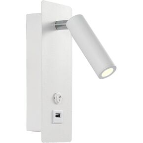Victorian Table Lamp, LED Wall Lamp with USB Charging Port Rotatable Switch Acrylic Modern Design White Black 7.5x19cm in Saudi Arabia