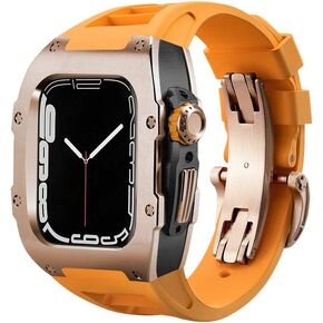 44 45 مم مجموعة تعديل فاخرة مجموعة لسلسلة Apple Watch Series 8 7 علبة سليكون للمعاد in Kuwait
