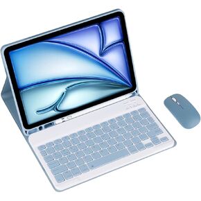 Magnetic Detachable Wireless Keyboard & Mouse Combo with Built in Pen Holder Leather Cover for iPad 2017/2018 9.7-inch Tablet Keyboard Case (Green,Normal) in Saudi Arabia