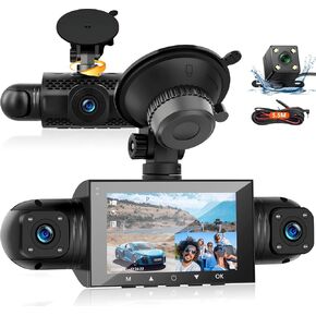 Podofo 360° Dash Cam Front and Rear Inside,4 Channel 3" IPS Touchscreen Dash Cam Front and Rear Inside Left Right,4*1080P Dash Camera with 8 IR Night Vision,Loop Recording,G-Sensor,24 Hours Recording in Saudi Arabia