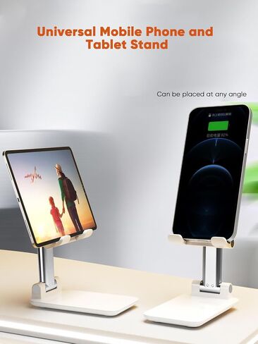 Table Cell Phone Stand, Fully Forldable Desk Mobile Phone Holder Stand, Angle Height Adjustable Desktop Tablet Holder for iPhone15 14 13 12 11 Pro XS Max XR 8 7 6S Plus, S20+Note10, Tablets, Black in Saudi Arabia