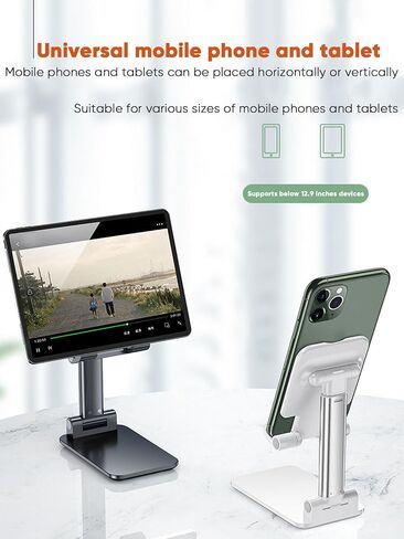 Table Cell Phone Stand, Fully Forldable Desk Mobile Phone Holder Stand, Angle Height Adjustable Desktop Tablet Holder for iPhone15 14 13 12 11 Pro XS Max XR 8 7 6S Plus, S20+Note10, Tablets, Black in Saudi Arabia