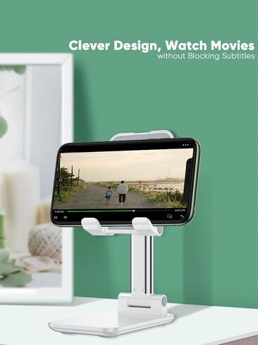 Table Cell Phone Stand, Fully Forldable Desk Mobile Phone Holder Stand, Angle Height Adjustable Desktop Tablet Holder for iPhone15 14 13 12 11 Pro XS Max XR 8 7 6S Plus, S20+Note10, Tablets, Black in Saudi Arabia