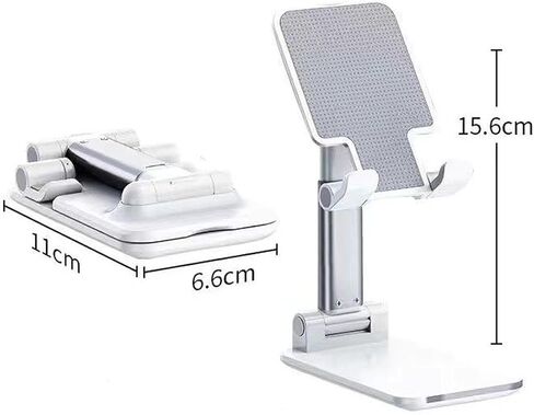 Table Cell Phone Stand, Fully Forldable Desk Mobile Phone Holder Stand, Angle Height Adjustable Desktop Tablet Holder for iPhone15 14 13 12 11 Pro XS Max XR 8 7 6S Plus, S20+Note10, Tablets, Black in Saudi Arabia