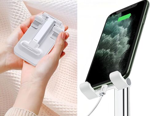 Table Cell Phone Stand, Fully Forldable Desk Mobile Phone Holder Stand, Angle Height Adjustable Desktop Tablet Holder for iPhone15 14 13 12 11 Pro XS Max XR 8 7 6S Plus, S20+Note10, Tablets, Black in Saudi Arabia