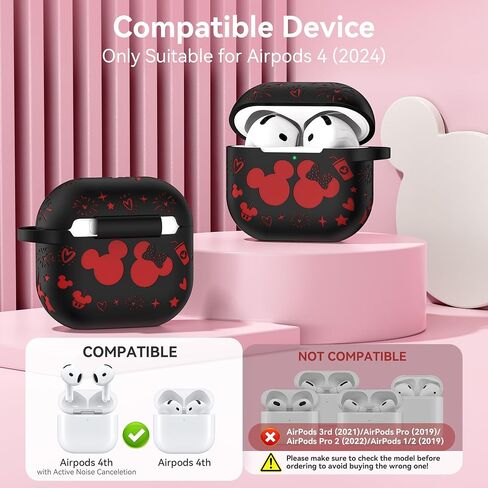 (with Cute Keychain) Girovo Compatible with Apple Airpods 4 Case 2024 Women in Kuwait