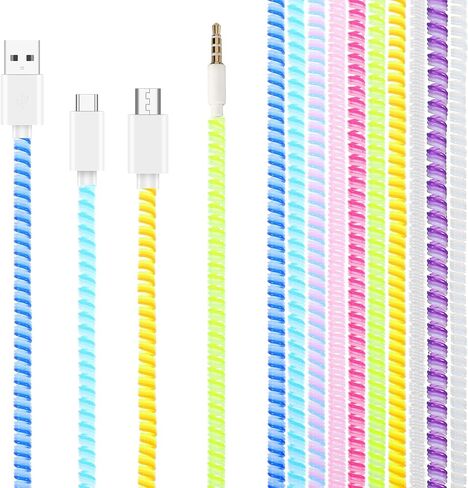 10 Pcs Spiral Cable Protector, Multicolor Charger Protector from Pets No Chew The Cable, Data Cables Protective, Headphone Saver Charger Protective Cover for Phone Chargers in Saudi Arabia