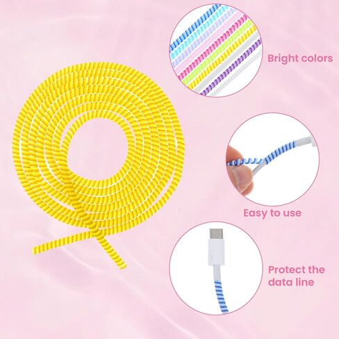 10 Pcs Spiral Cable Protector, Multicolor Charger Protector from Pets No Chew The Cable, Data Cables Protective, Headphone Saver Charger Protective Cover for Phone Chargers in Saudi Arabia