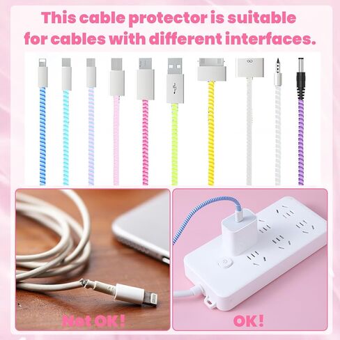 10 Pcs Spiral Cable Protector, Multicolor Charger Protector from Pets No Chew The Cable, Data Cables Protective, Headphone Saver Charger Protective Cover for Phone Chargers in Saudi Arabia