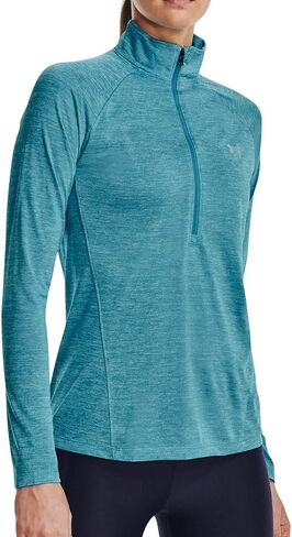Under Armour Women's Tech Twist ½ Zip Long-Sleeve Pullover , Beta Tint (658)/Metallic Silver , X-Small in Saudi Arabia