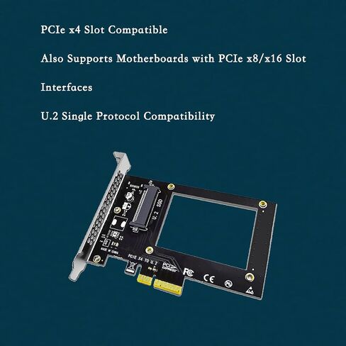 U.2 to PCIe Adapter Card PCIe 3.0 x4 Expansion Card with SFF-8639 U.2 NVMe SSD Support, Compatible with Windows/Linux/Mac OS, Stable No Power Supply Needed (SFF8639) in Saudi Arabia